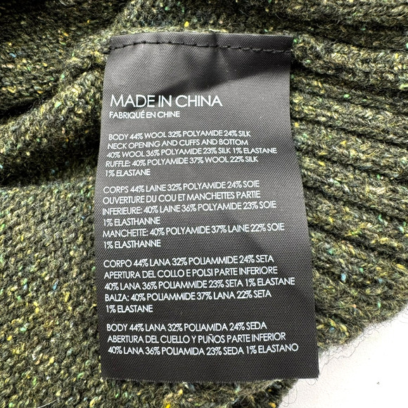 CLUB MONACO Small Green Italian Yarn Wool Silk Long Sleeve Ruffle Sweater Dress - Picture 5 of 9